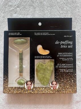 De-puffing trio set – Brightening & Nourishing Jade Skincare Tools- Home Spa Set